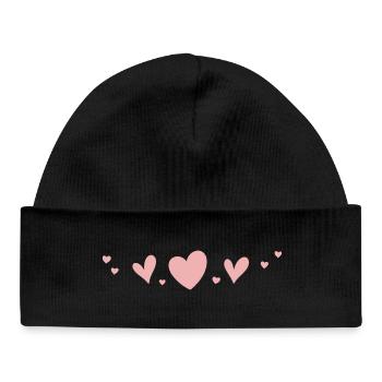 Soft Pastel Hearts - Baby Organic Beanie - black - Front