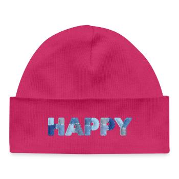 HAPPY Denim Patchwork New Trend - Baby Organic Beanie - hot pink - Front