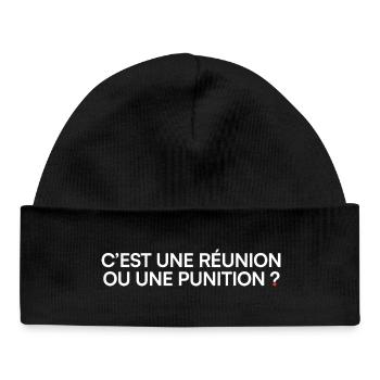 C’est une réunion ou une punition humour - Bonnet bébé bio - noir - Devant