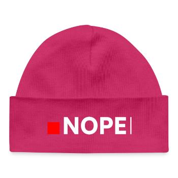NOPE | Funny Minimalist Answer - Baby Organic Beanie - hot pink - Front