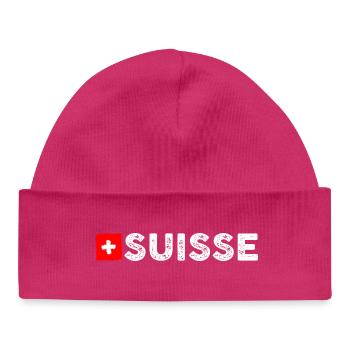 Drapeau suisse - Bonnet bébé bio - hot pink - Devant