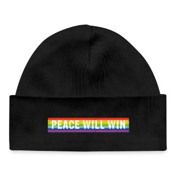 Peace will win spectral colors - Baby Organic Beanie - black - Front