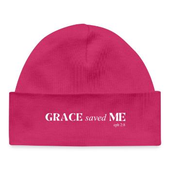 Grace m’a sauvé - Bonnet bébé bio - hot pink - Devant
