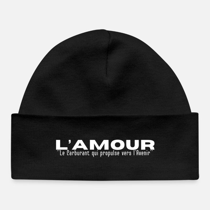 "L'AMOUR"..Le carburant qui propulse vers l'avenir - Bonnet bébé bio - noir