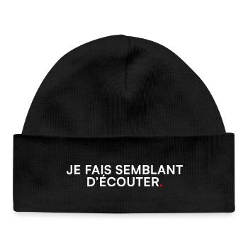 Je fais semblant d’écouter humour bureau - Bonnet bébé bio - noir - Devant