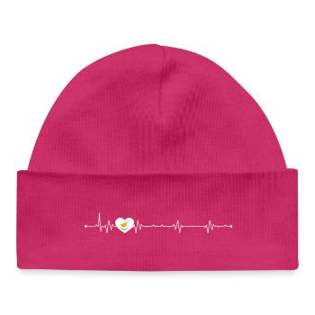 Oiseau dans le cœur de pouls - Bonnet bébé bio - hot pink - Devant