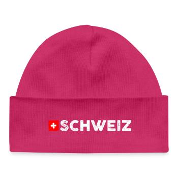 Drapeau de la Suisse - Bonnet bébé bio - hot pink - Devant