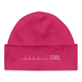 Born in 1981 Heartbeat Edition - Baby Organic Beanie - hot pink - Front