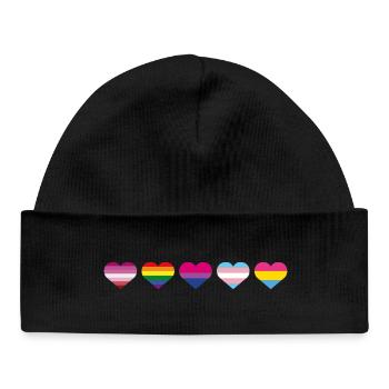 Regenbogen Herz - Baby Organic Mütze - Schwarz - Vorne