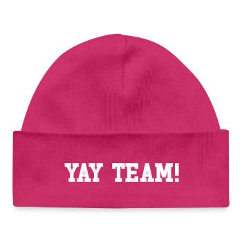 Hourra, l’équipe ! Hourra, équipe de fans de sport sans méfiance - Bonnet bébé bio - hot pink - Devant