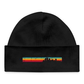 Sunset City Silhouette Gradient - Baby Organic Beanie - black - Front