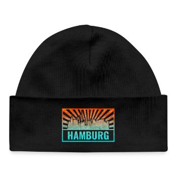 Hamburg Skyline Gradient - Baby Organic Beanie - black - Front