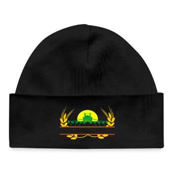 Farm tractor sunset - Baby Organic Beanie - black - Front