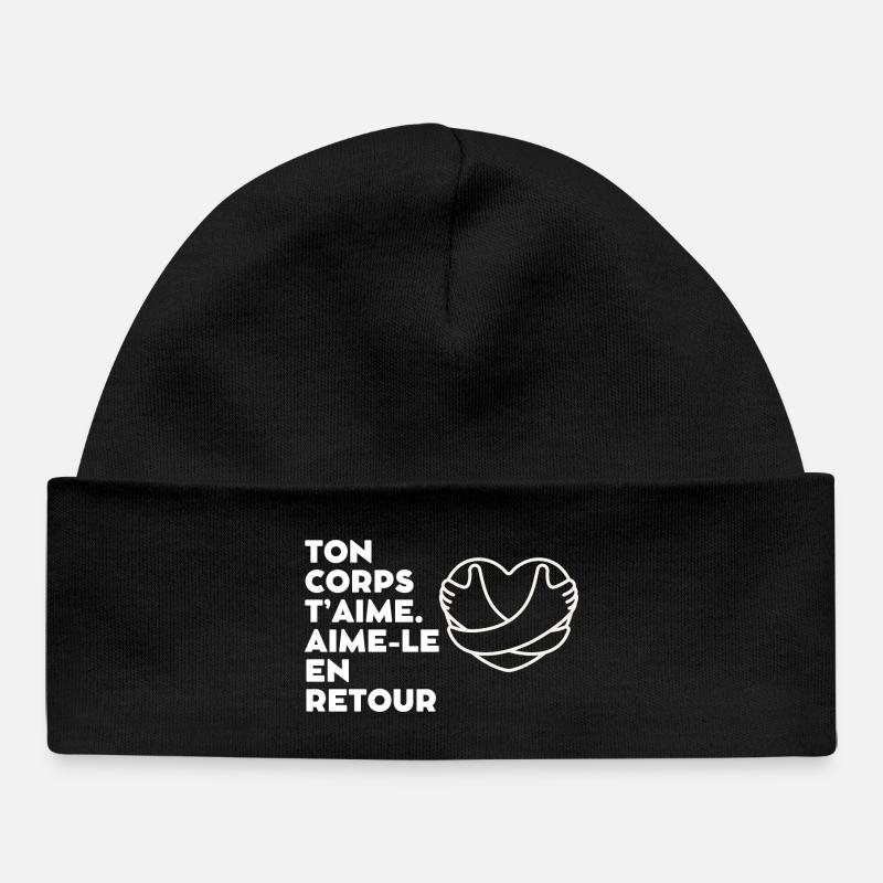 Cœur de mains d'amour inspirant - Bonnet bébé bio - noir