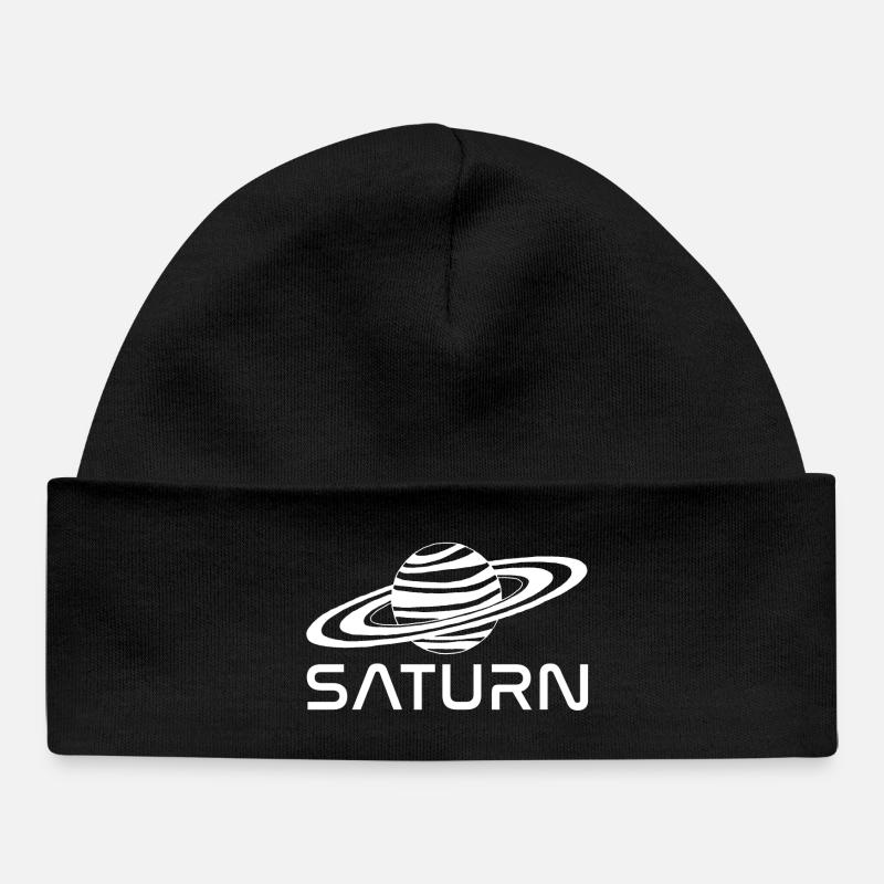 Planète saturne blanche - Bonnet bébé bio - noir