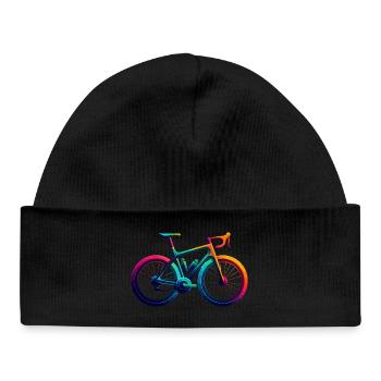 Illustration de cyclisme arc-en-ciel vibrant - Bonnet bébé bio - noir - Devant