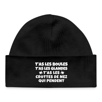jalousie, crotte de nez, phrase drôles - Bonnet bébé bio - noir - Devant