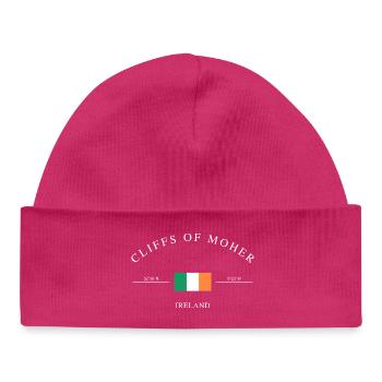 Souvenirs et cadeaux de vacances des falaises de Moher en Irlande - Bonnet bébé bio - hot pink - Devant