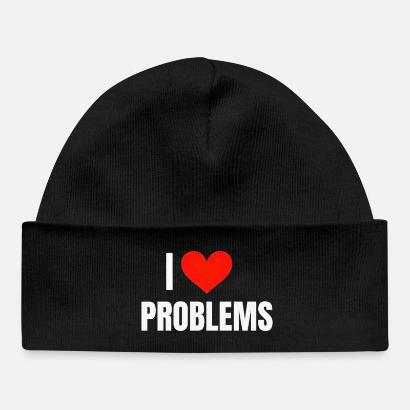 I ❤️ Problèmes - Bonnet bébé bio - noir