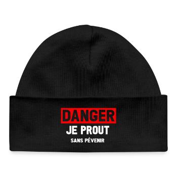 Danger Prout Without Warning - Baby Organic Beanie - black - Front