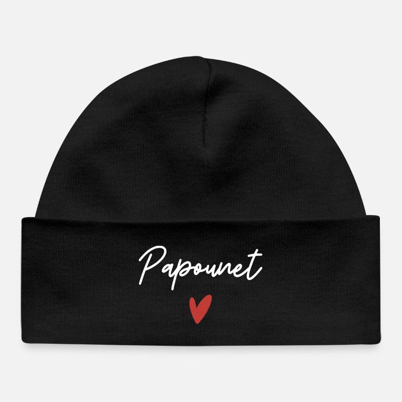 Papounet coeur idée cadeau  - Bonnet bébé bio - noir