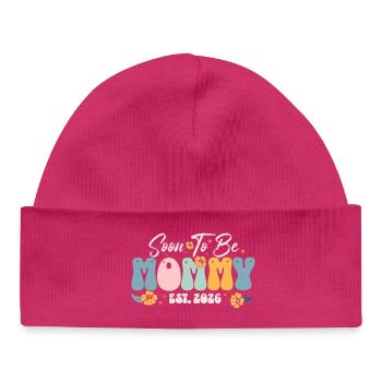 Bald Mama Est 2026 Blumen - Baby Organic Mütze - hot Pink - Vorne