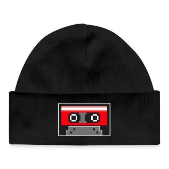 Pixel Art Cassette Tape - Baby Organic Beanie - black - Front