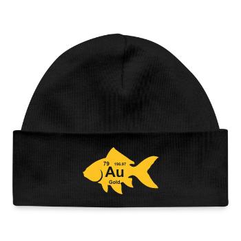 Poisson rouge au Élément Or Amoureux de la Science - Bonnet bébé bio - noir - Devant