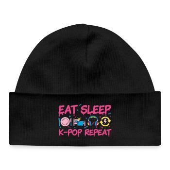 Eat Sleep K-Pop Repeat Kpop Korean Music - Baby Organic Beanie - black - Front