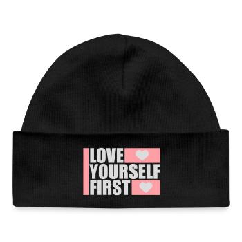 Love Yourself First Self-Love Self-Care - Baby Organic Beanie - black - Front
