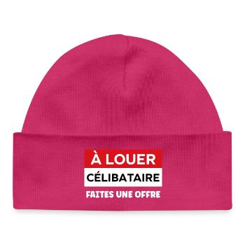 Humour célibataire - Bonnet bébé bio - hot pink - Devant