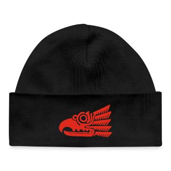 Red tribal bird head - Baby Organic Beanie - black - Front