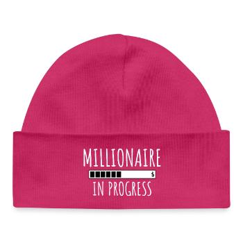 Millionaire In Progress – Motivations Design - Baby Organic Mütze - hot Pink - Vorne
