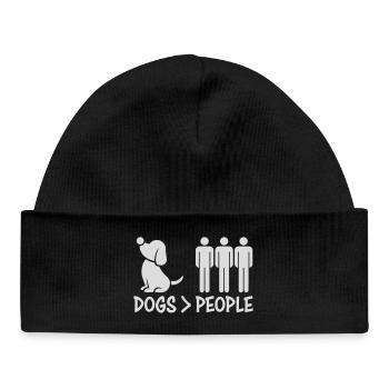 Chiens sur les gens, chien Drôle de proverbe antisocial - Bonnet bébé bio - noir - Devant