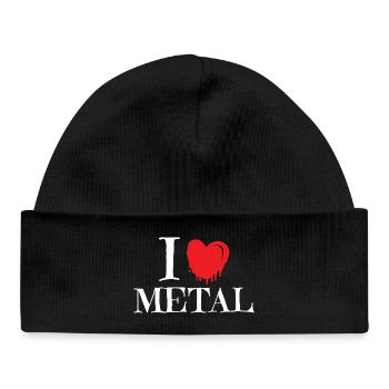 I Heart Metal Red Dripping Melting Heart Art - Baby Organic Beanie - black - Front