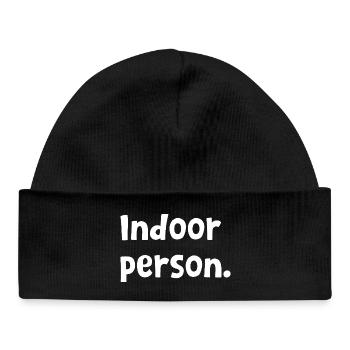 Funny Introvert Design - Sarcastic Indoor Person - Baby Organic Beanie - black - Front