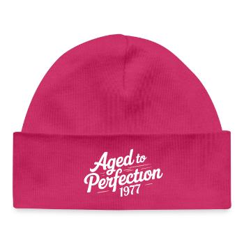 1977 Design for the 49 – For 49 years - Baby Organic Beanie - hot pink - Front