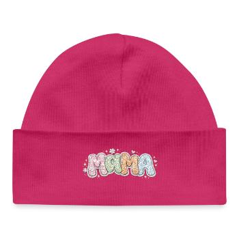 Mama Vintage Skull – Style Retro Groovy Crâne Fleu - Bonnet bébé bio - hot pink - Devant
