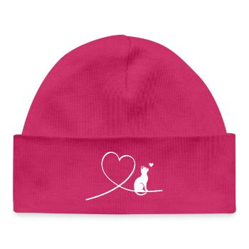 Cat - Baby Organic Beanie - hot pink - Front