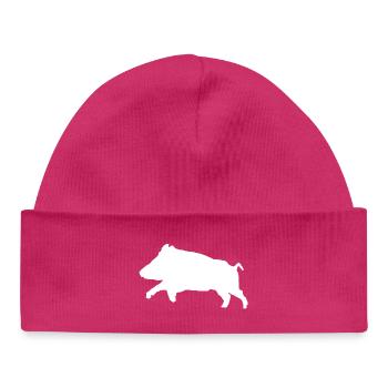 T-shirt Sanglier personnalisable - Bonnet bébé bio - hot pink - Devant