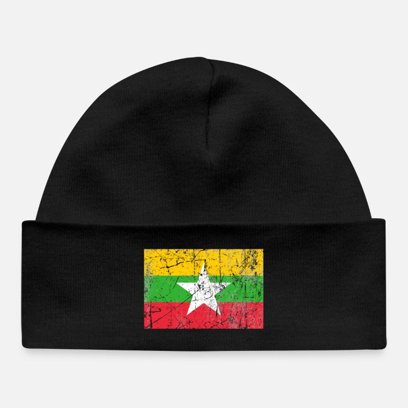 Myanmar drapeau Birmanie Birman Birmanie Fahne Flagge - Bonnet bébé bio - noir
