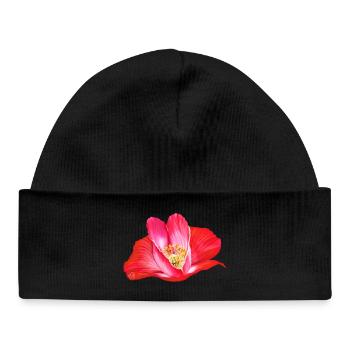 Rote Mohnblume in Herzform - Baby Organic Mütze - Schwarz - Vorne