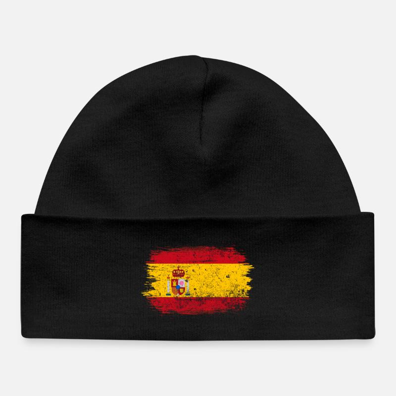 Emblème du drapeau espagnol au pinceau - Bonnet bébé bio - noir