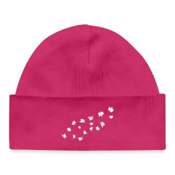 Des feuilles d’érable minimalistes soufflant dans le vent - Bonnet bébé bio - hot pink - Devant