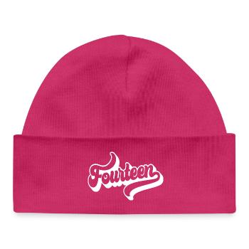 Fourteen 14th Birthday Boys Girls 14 Years Old - Baby Organic Beanie - hot pink - Front