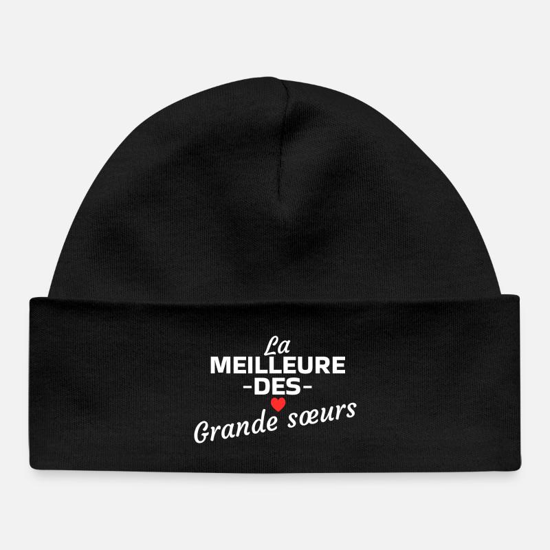 Citation amoureuse pour grandes sœurs - Bonnet bébé bio - noir