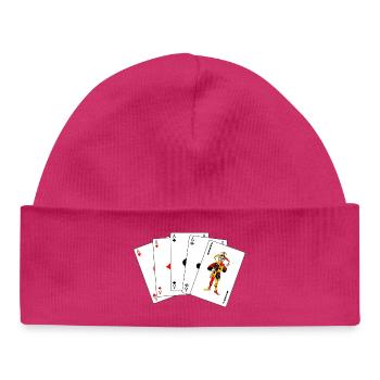 Five cards Five of a kind - Baby Organic Beanie - hot pink - Front