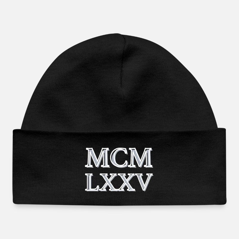 Roman numerals 1975 - MCMLXXV - Bonnet bébé bio - noir