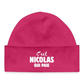Nicholas. First name Nicolas - Baby Organic Beanie - hot pink - Front