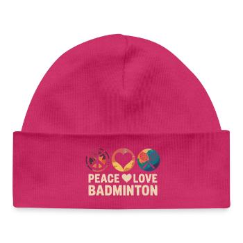 Peace and Love Badminton Design - Bonnet bébé bio - hot pink - Devant